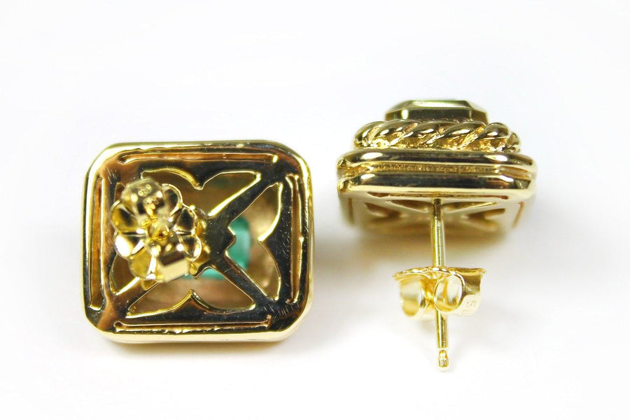 Yurman Inspired Colombian Emeralds Studs Earrings