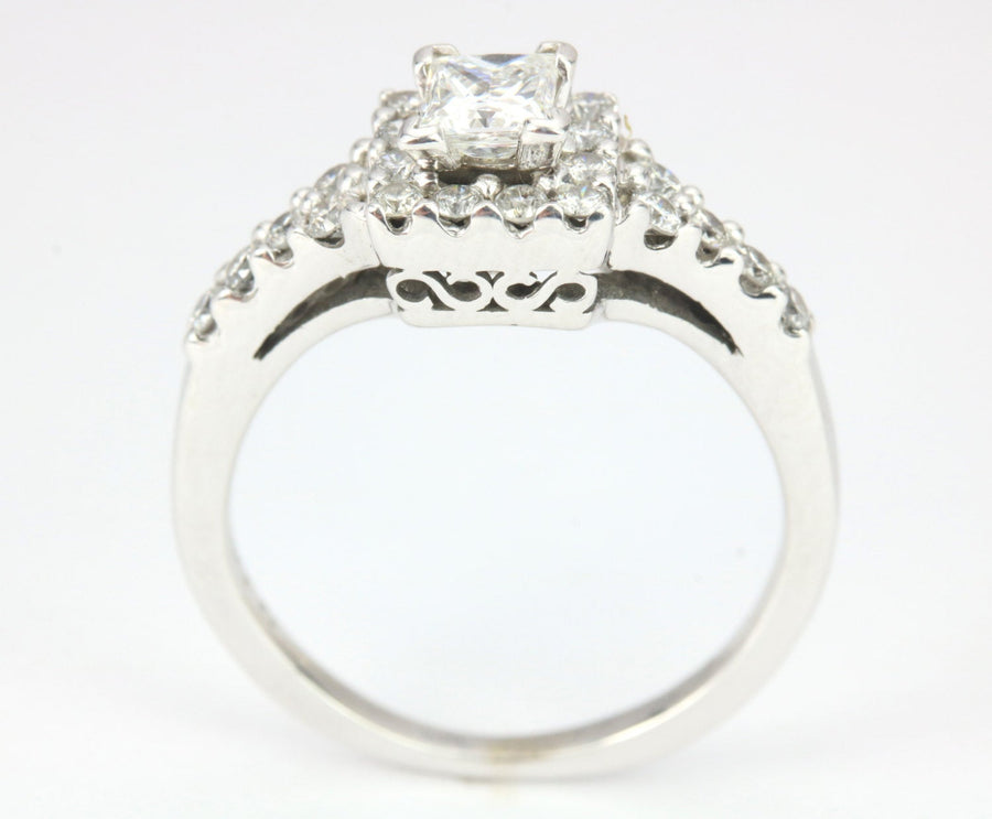 1.15tcw Art Deco Vintage Princess Cut Diamond Engagement Ring