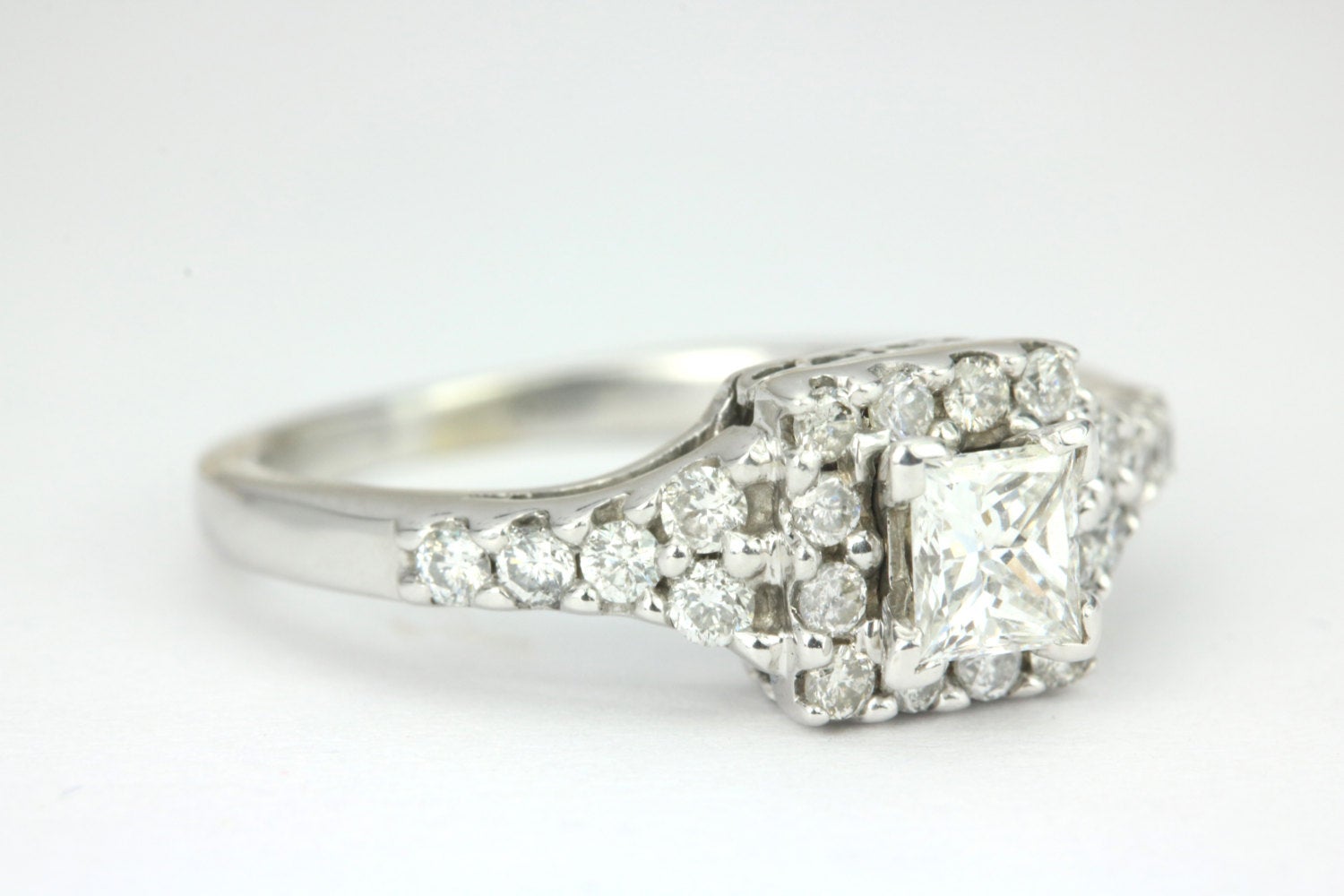 1.15tcw Art Deco Vintage Princess Cut Diamond Engagement Ring