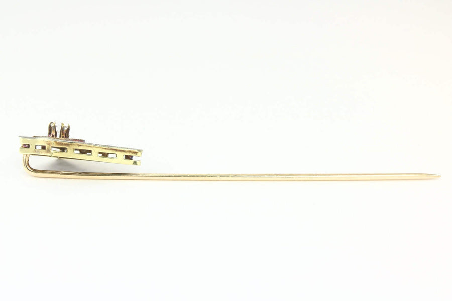 Antique Diamond Gold Pin Stick, Diamond Pin Stick, Art Deco Pin Stick