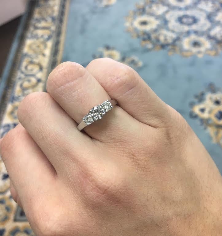 1.11tcw Three Stone Diamond Engagement Ring
