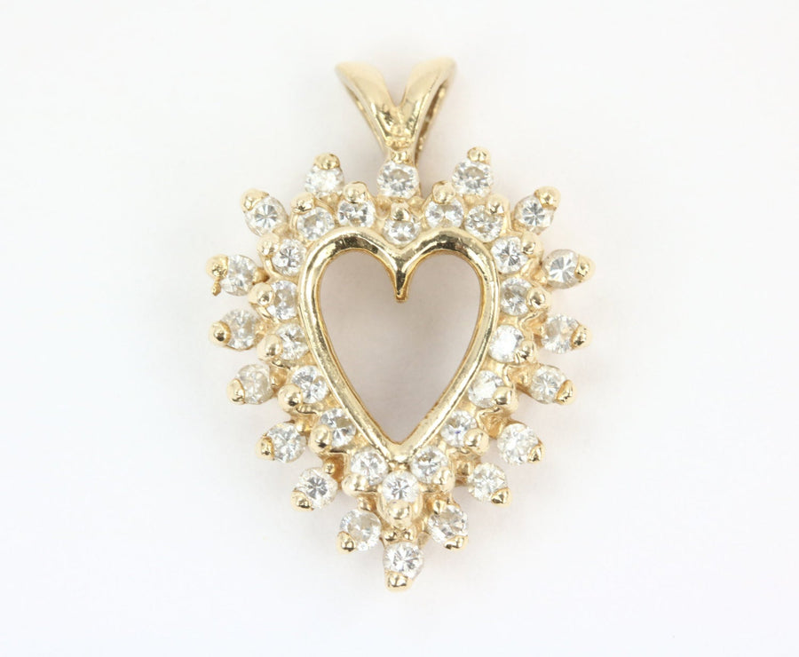 Diamond Cluster Heart Pendant 14K Gold