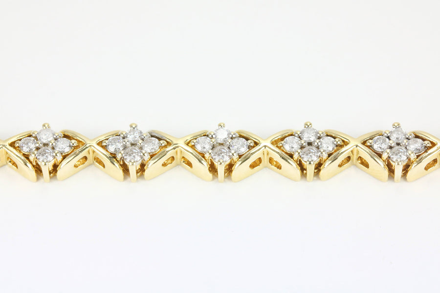 2.65 Carat XO Diamond Tennis Bracelet Valentines Day Gift Yellow Gold