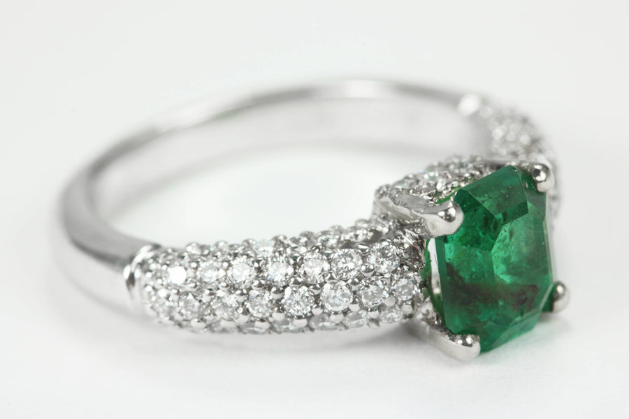 Diamond Engagement Ring With Pave Diamond Band