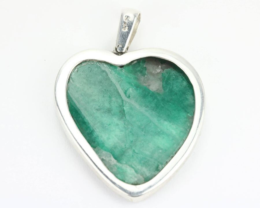 Emerald Heart Slice Bezel Pendant
