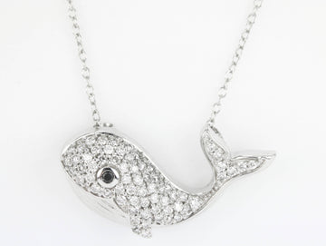 0.50tcw Nautical Diamond & Sapphire Whale Necklace 14K