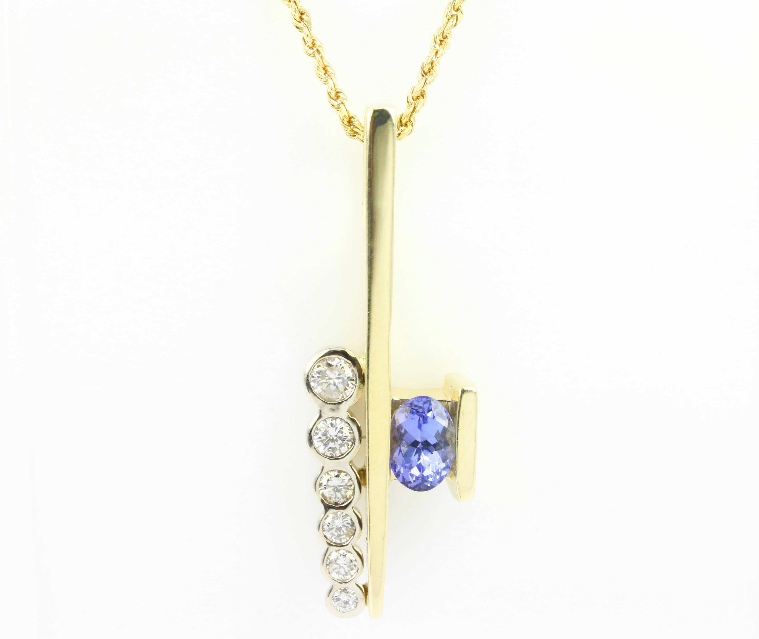 1.50tcw Tanzanite & Diamond Gold Pendant 14K