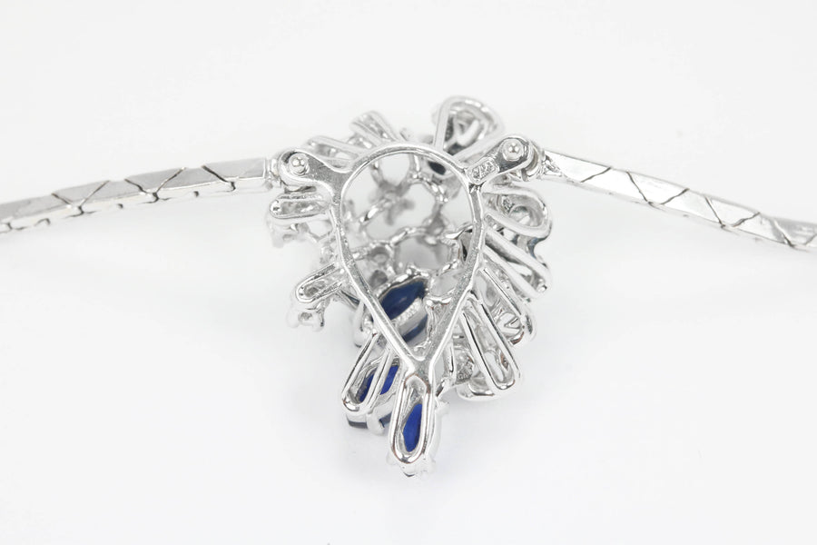 1.05tcw Blue Sapphire & Diamond Necklace  18K