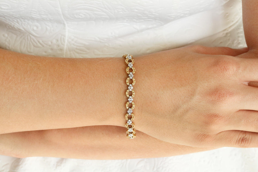 Sapphire & Diamond Tennis Bracelet Two-Toned Gold
