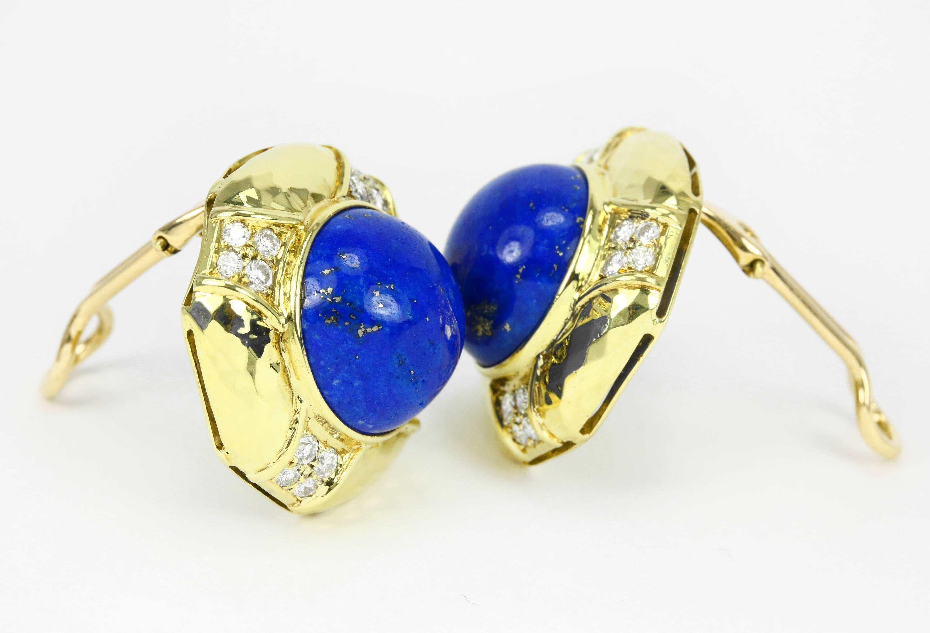 Clip on Earrings, Blue Lapis Clip on Earrings