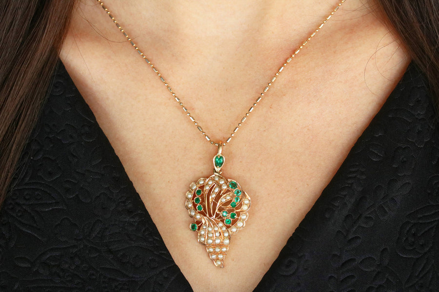 6.0tcw Victoria Seed Pearl Pendan 14K Rose Gold
