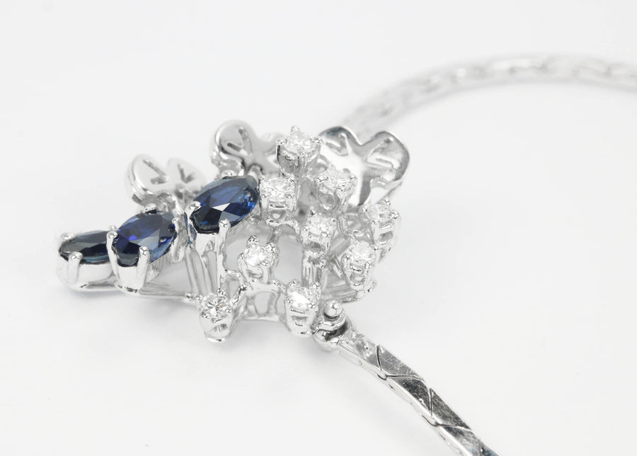 1.05tcw Blue Sapphire & Diamond Necklace White Gold 
