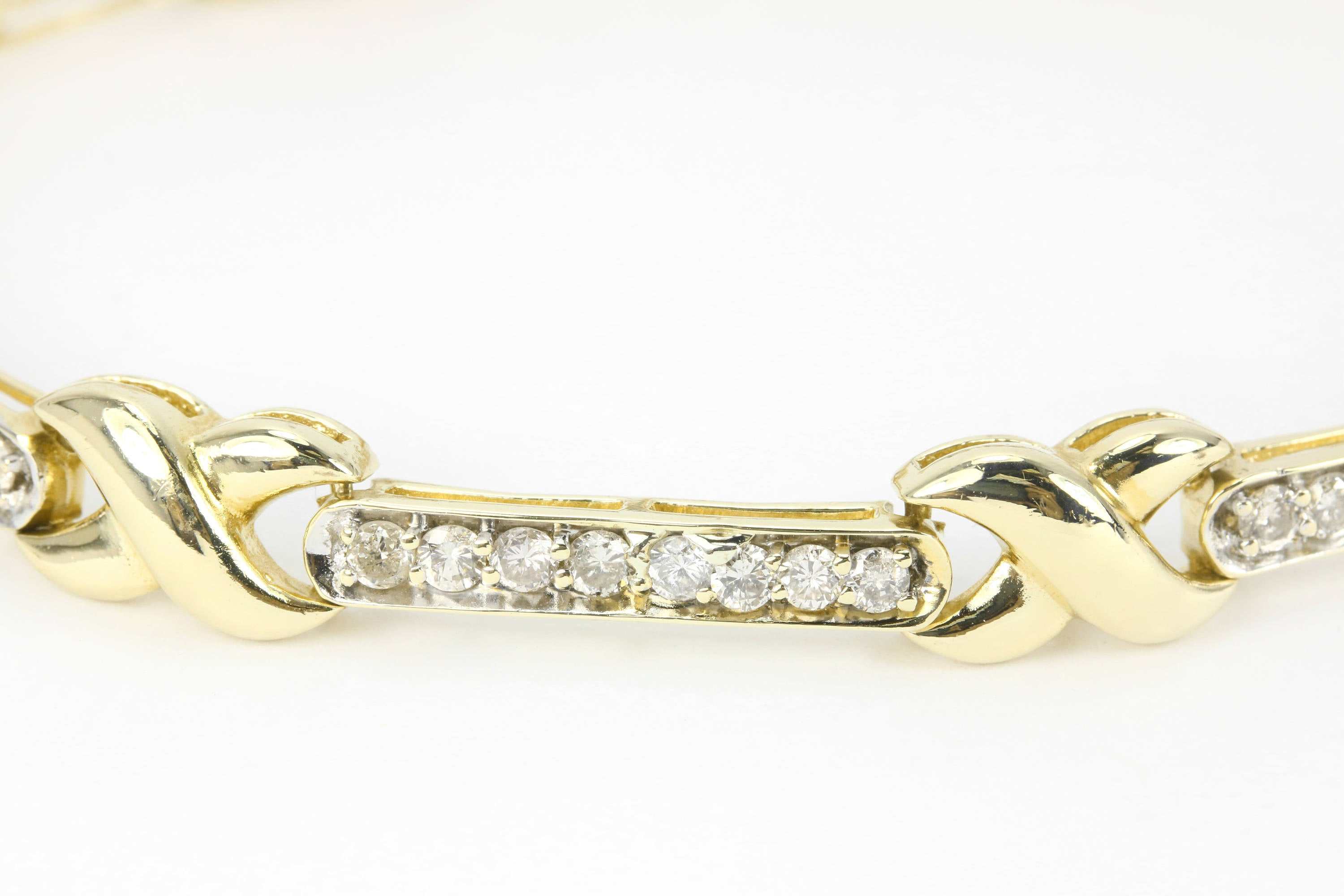 GIRLS PAVE DIAMOND "X" TENNIS BRACELET 14K YELLOW GOLD 1.50CTW