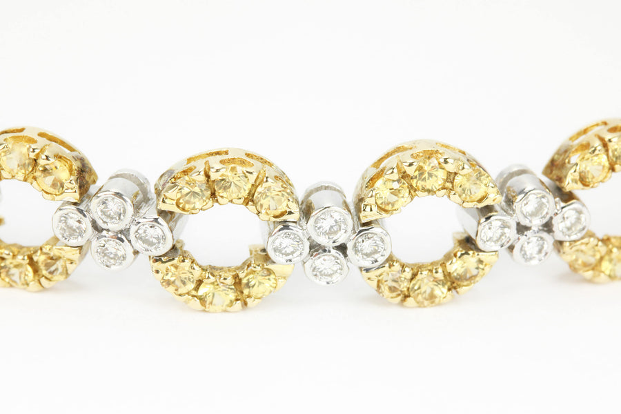Sapphire & Diamond Tennis Bracelet 2-Toned Gold 18K