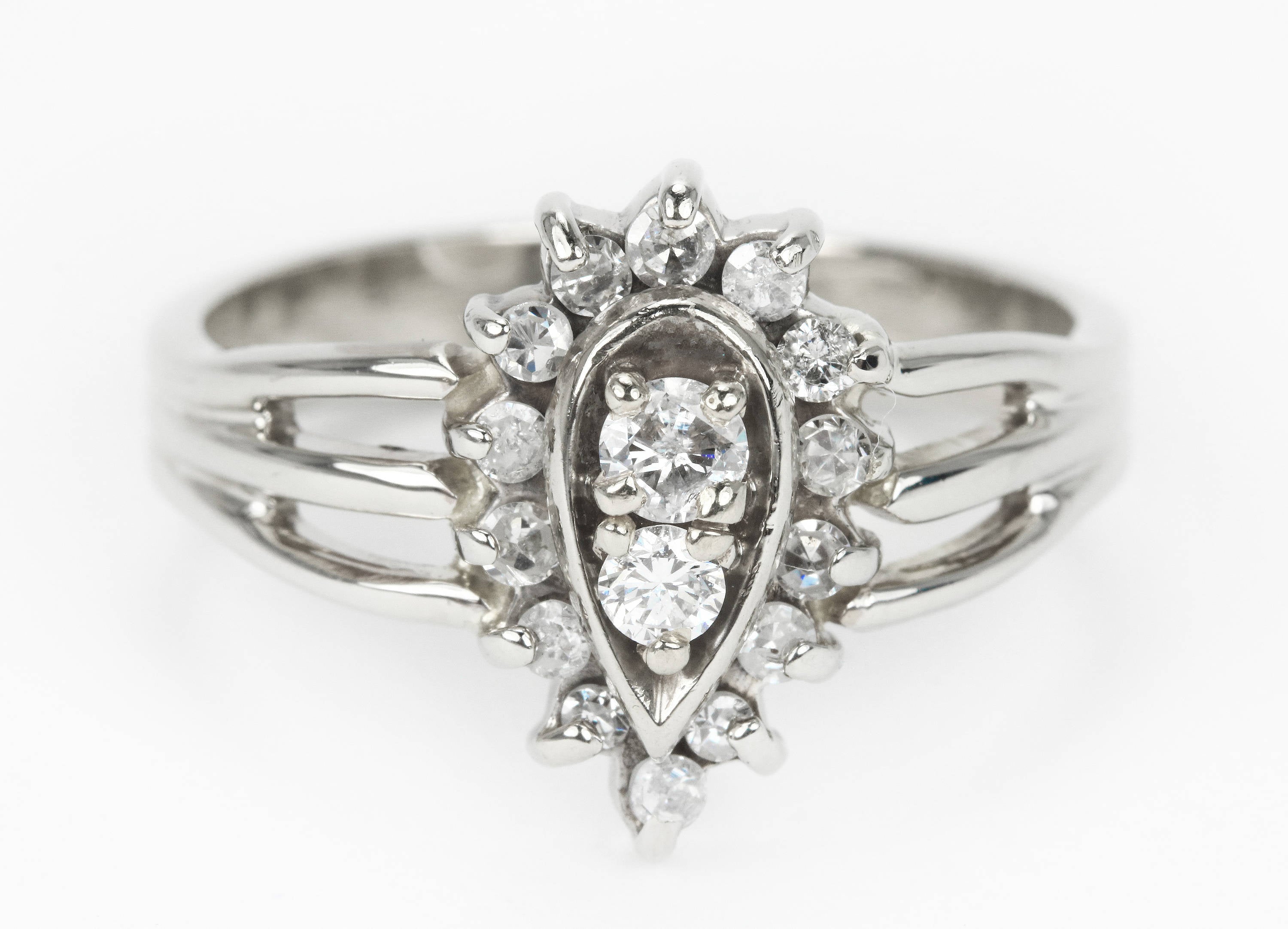 0.45pts Vintage Diamond Cluster Anniversary Ring 14K