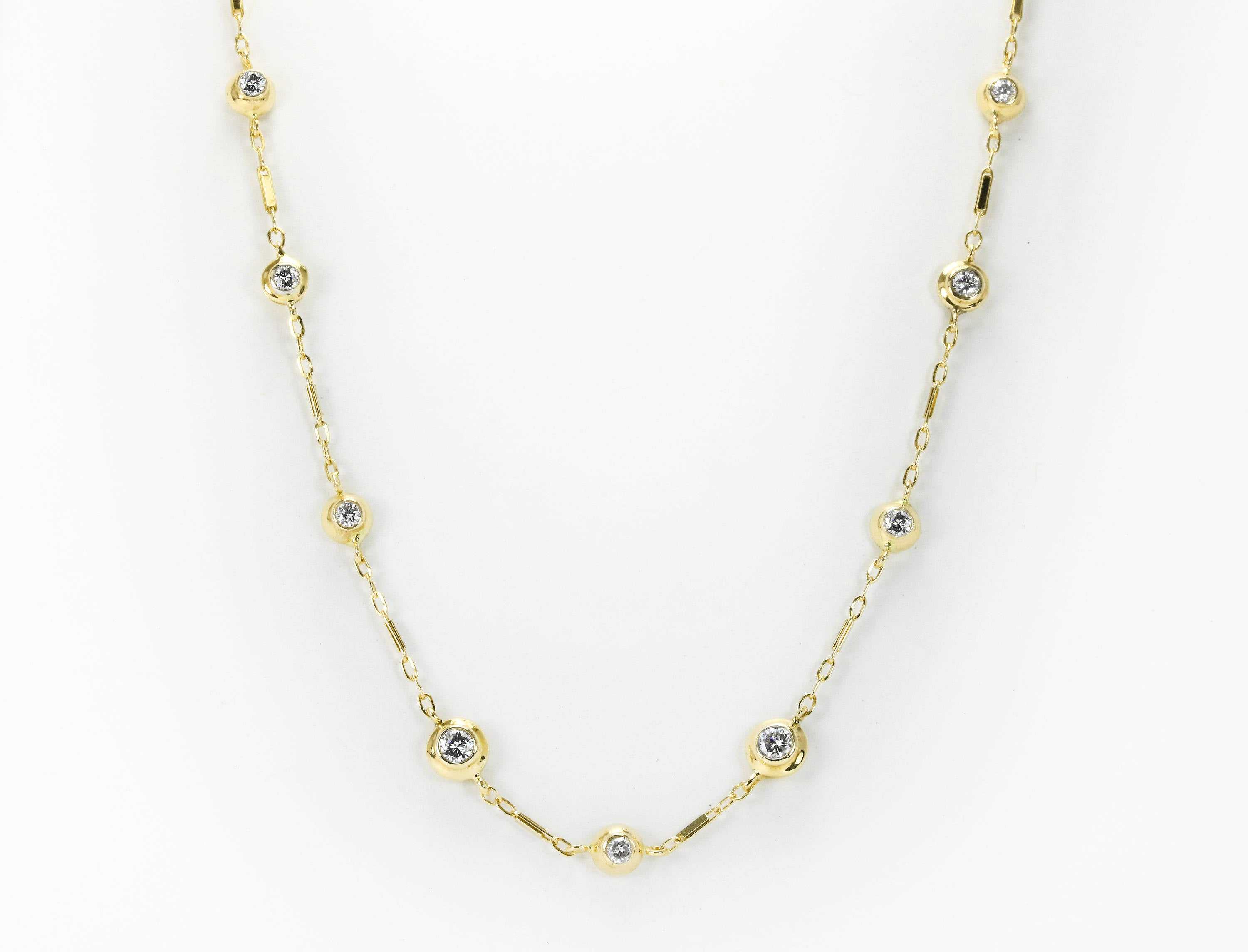 1.11tcw Vintage Diamond By The Yard Necklace 14K