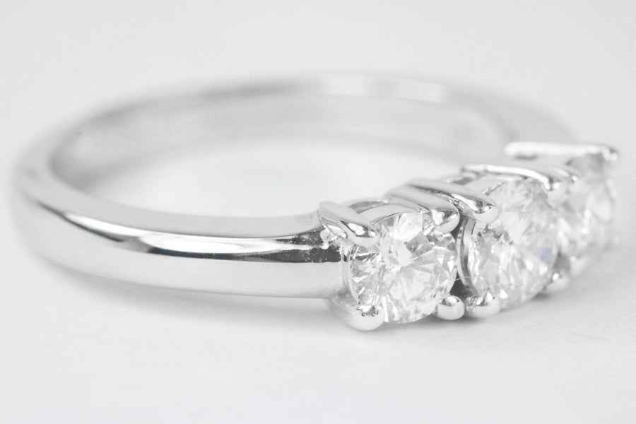 Three Stone Diamond Engagement Ring 14K