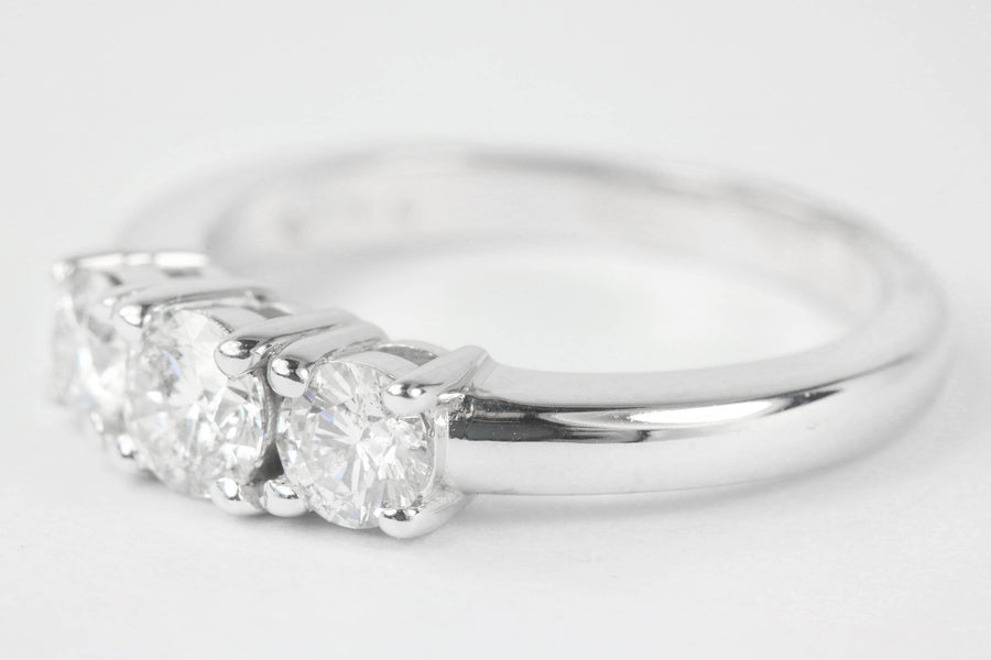 Three Stone Diamond Engagement Ring 14K