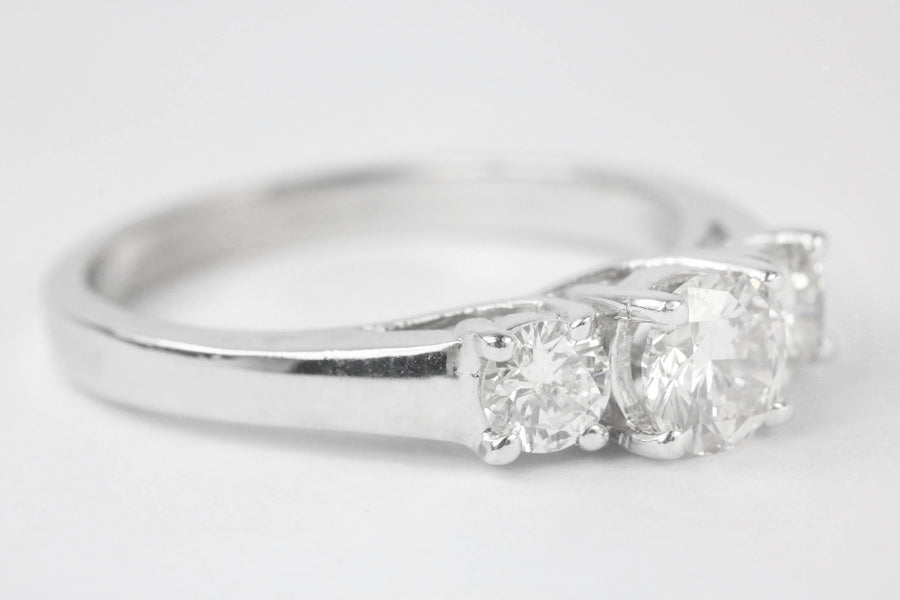 Three Stone Diamond Engagement Ring 14K