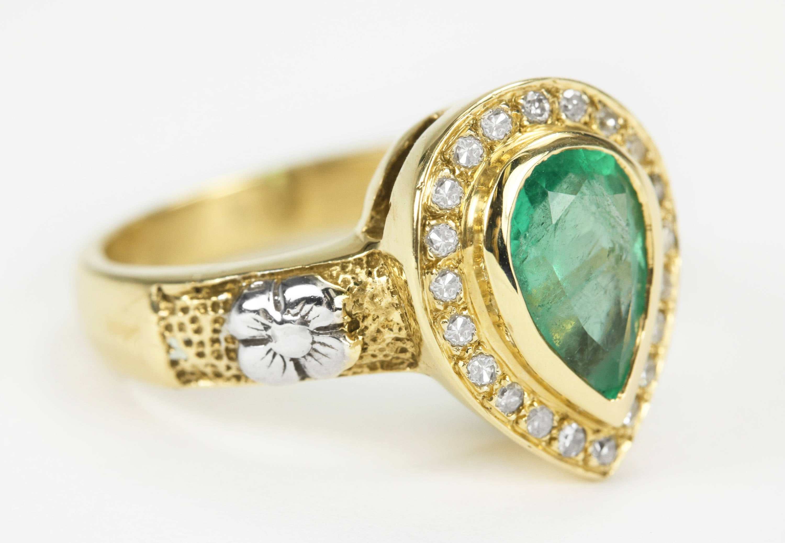 1.95tcw Pear Emerald & Diamond Halo