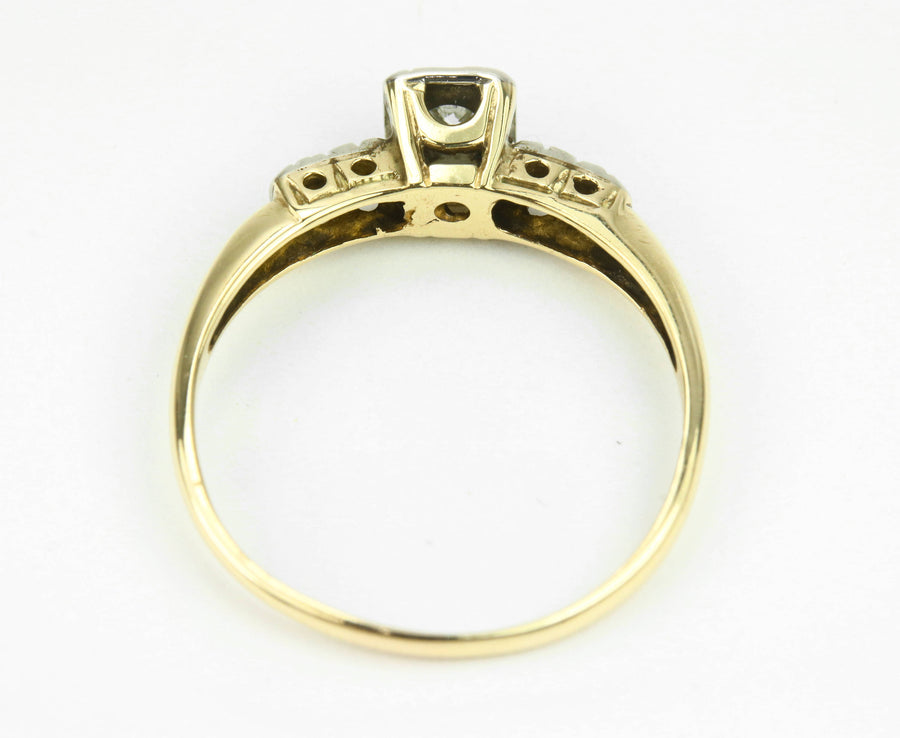 Petite Diamond Vintage Engagement Ring Two-Tone 14K iamge