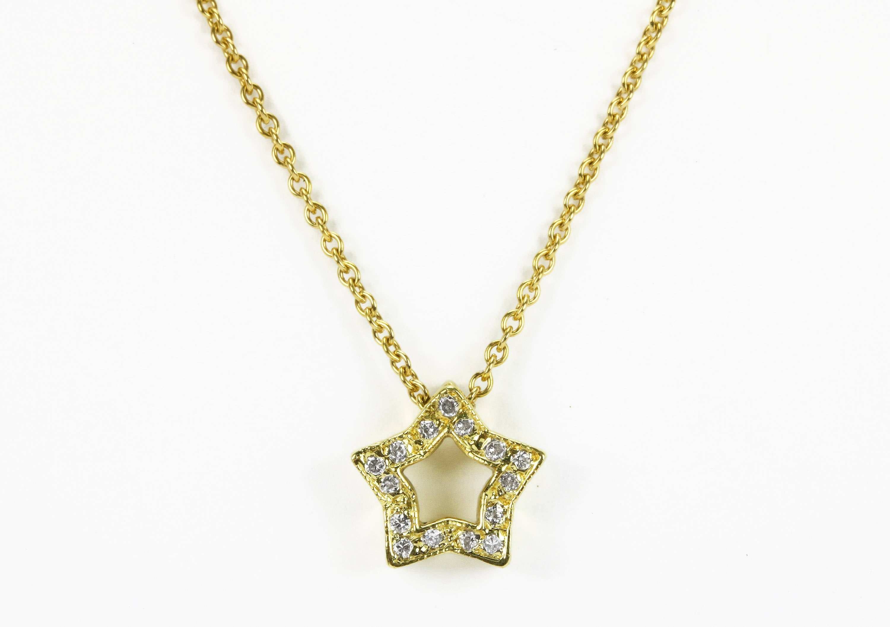 18K Diamond Star Cutout Necklace