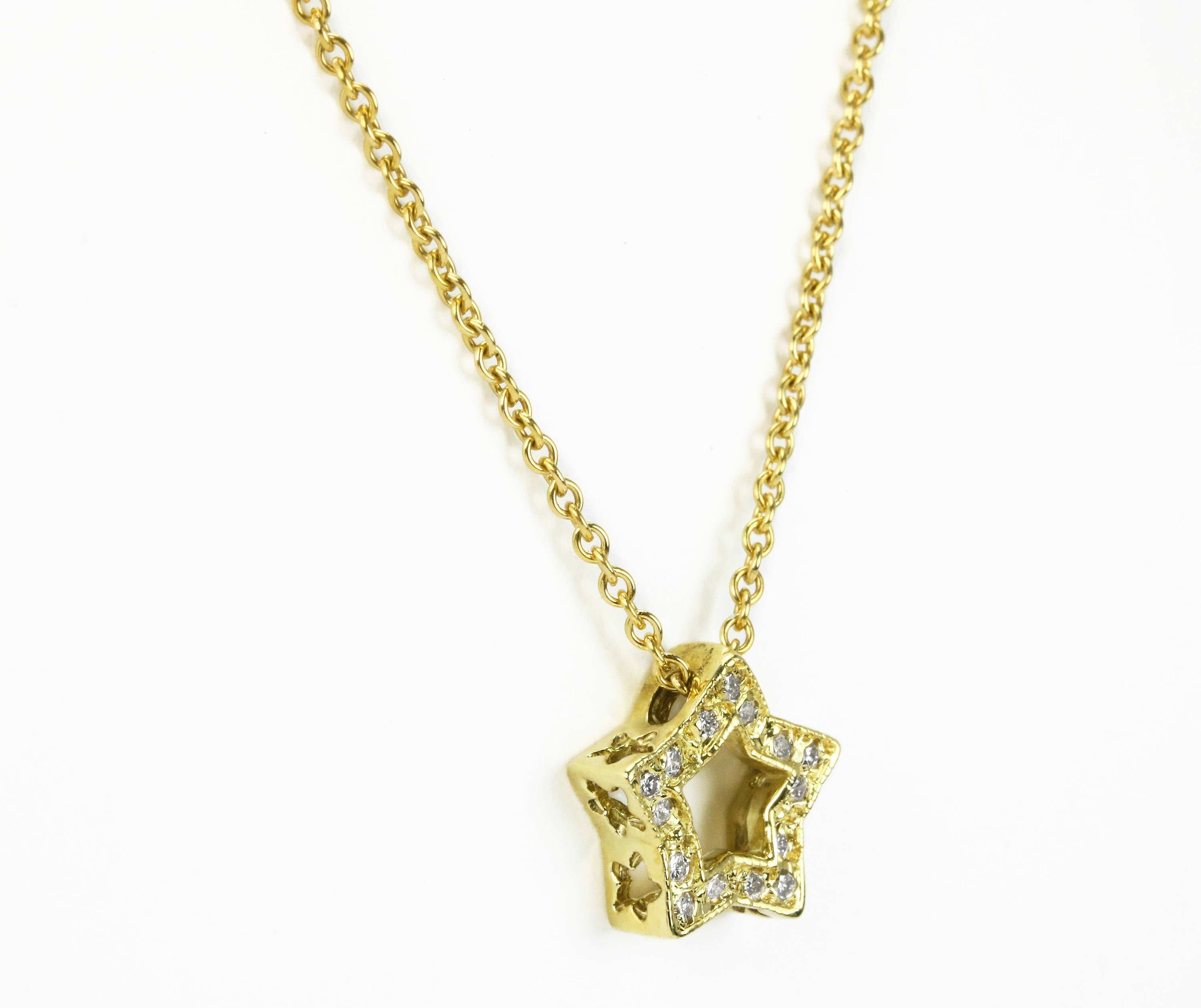 18K Diamond Star Cutout Necklace