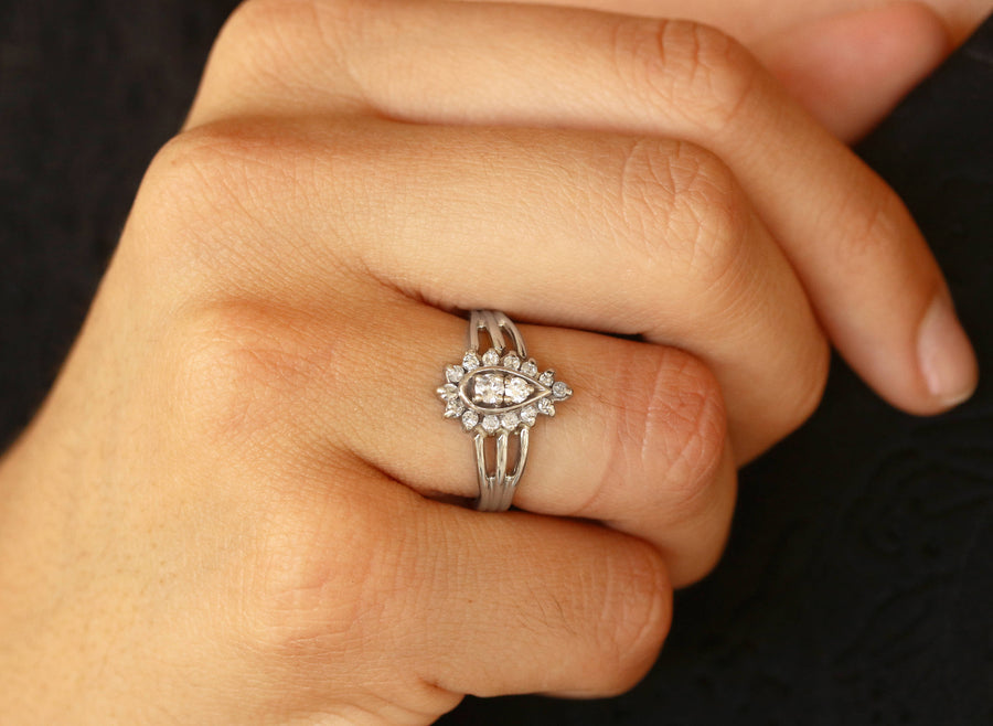 0.45pts Vintage Diamond Cluster Anniversary Ring
