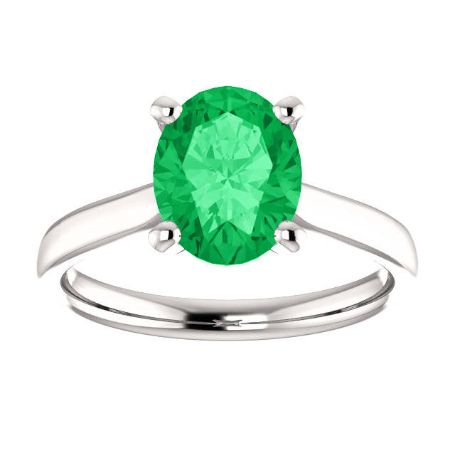 Brilliant Emerald Oval Cut Solitaire Engagement Ring In Gold 14K