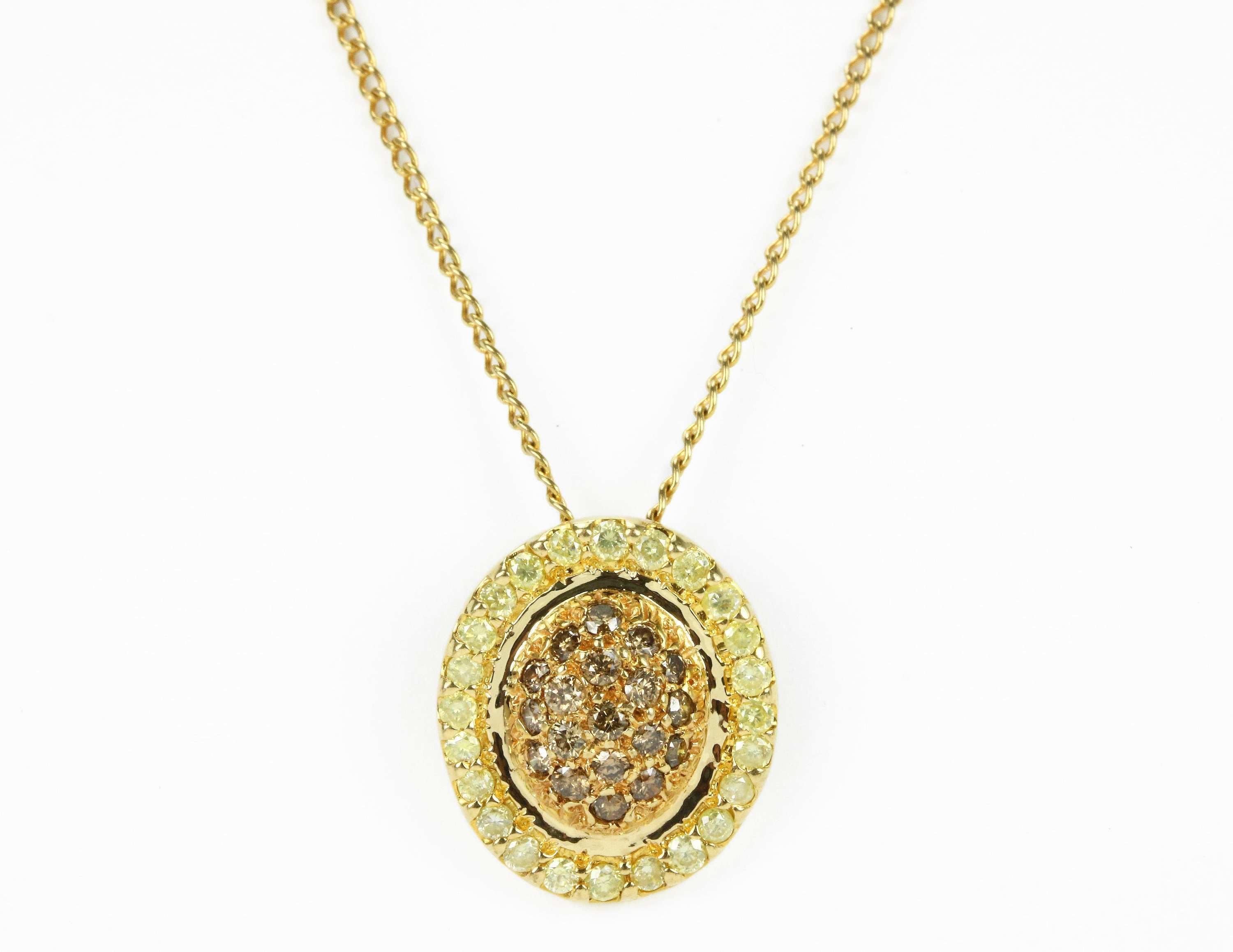 0.68pts Fancy Yellow Diamond & Champagne Diamond Necklace