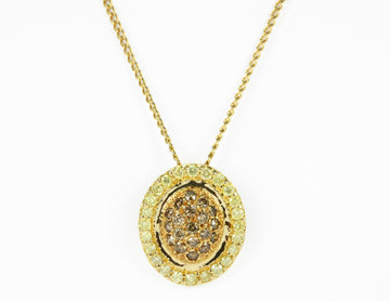 0.68pts Fancy Yellow Diamond & Champagne Diamond Necklace