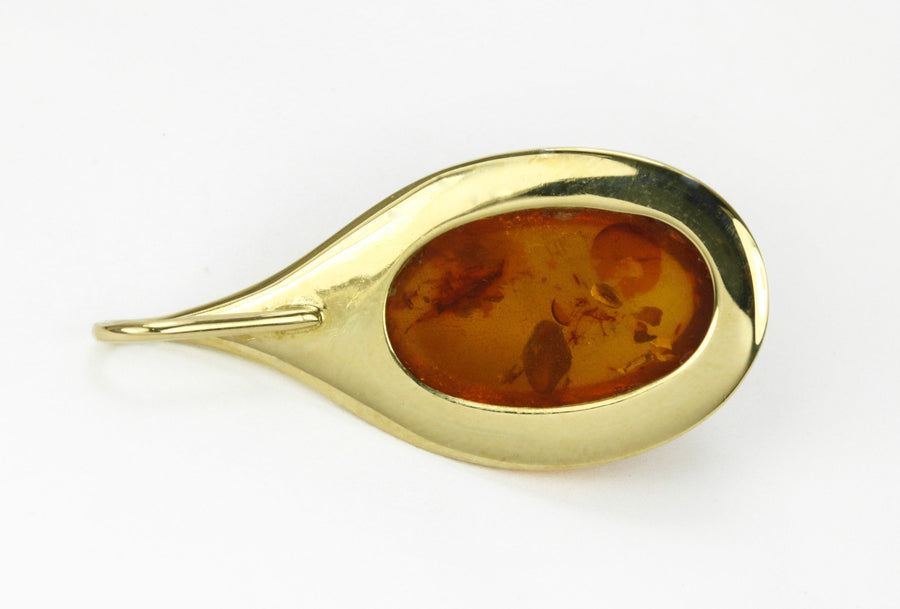  Amber Pendant, Cognac Amber Pendant, Fine quality Baltic Amber Pendant, Yellow Gold 14K