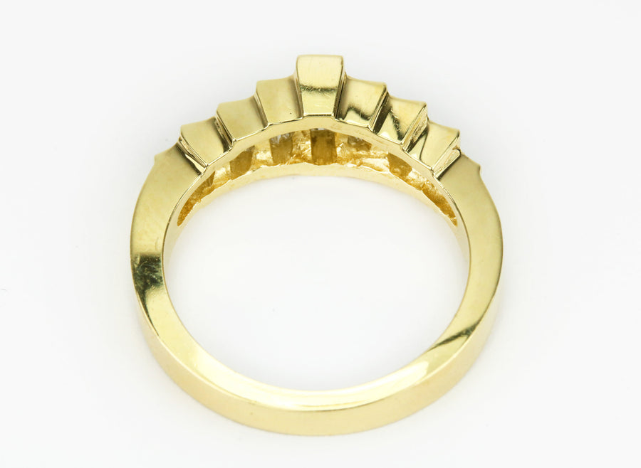1.0tcw Yellow Gold Baguette Cut Diamond Half Eternity Ring 14K