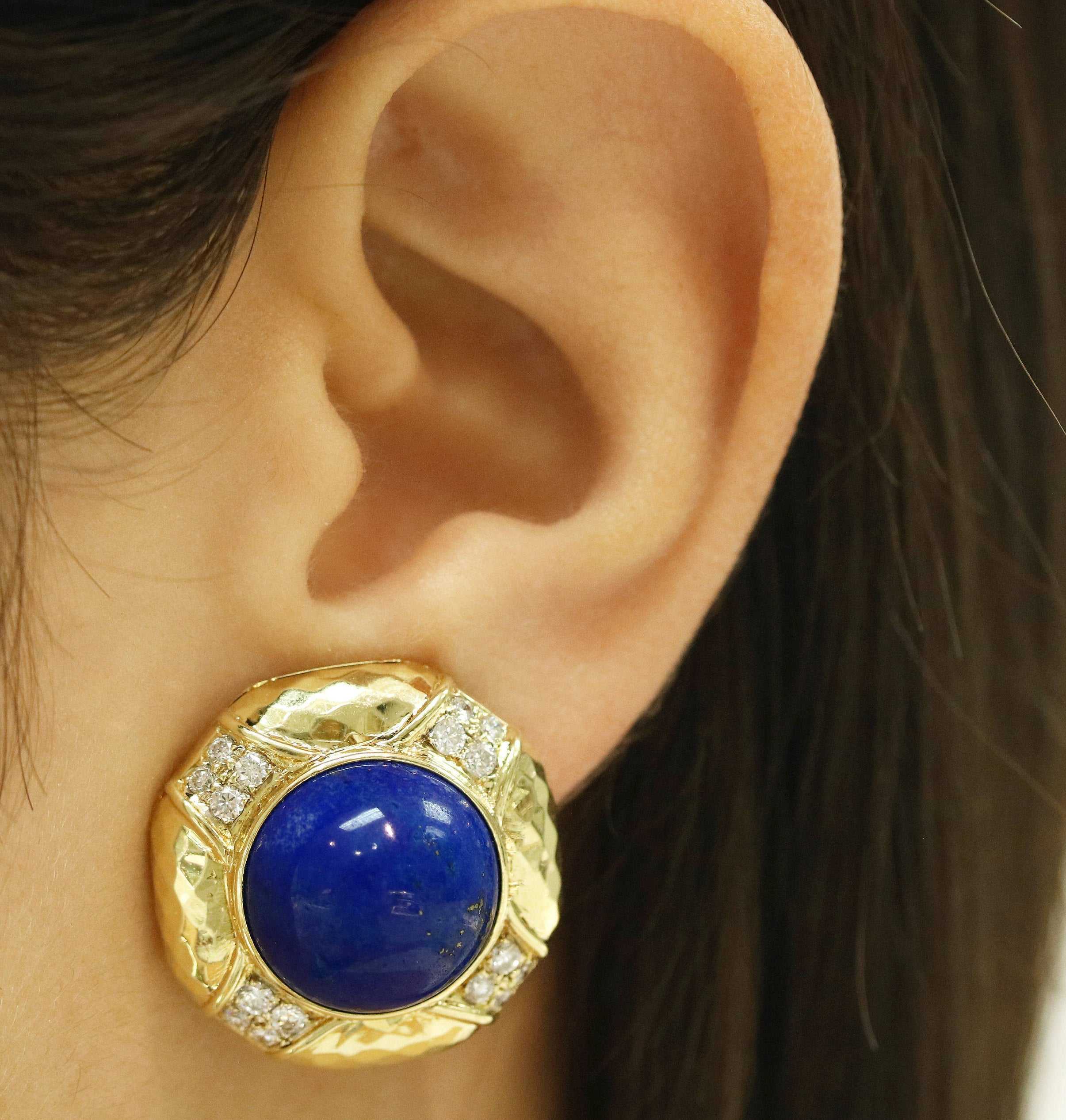 Clip on Earrings, Blue Lapis Clip on Earrings