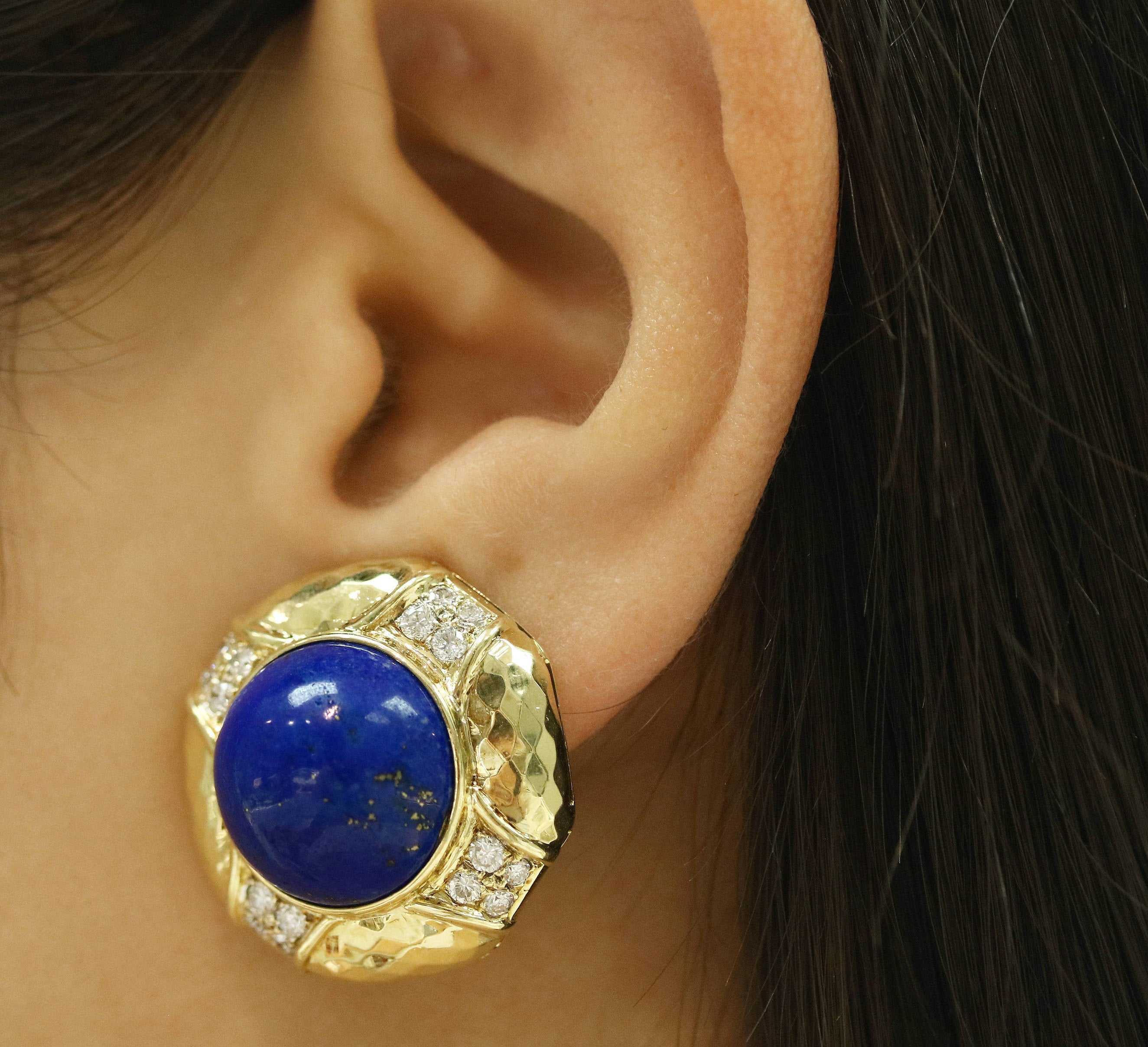 Clip on Earrings, Blue Lapis Clip on Earrings