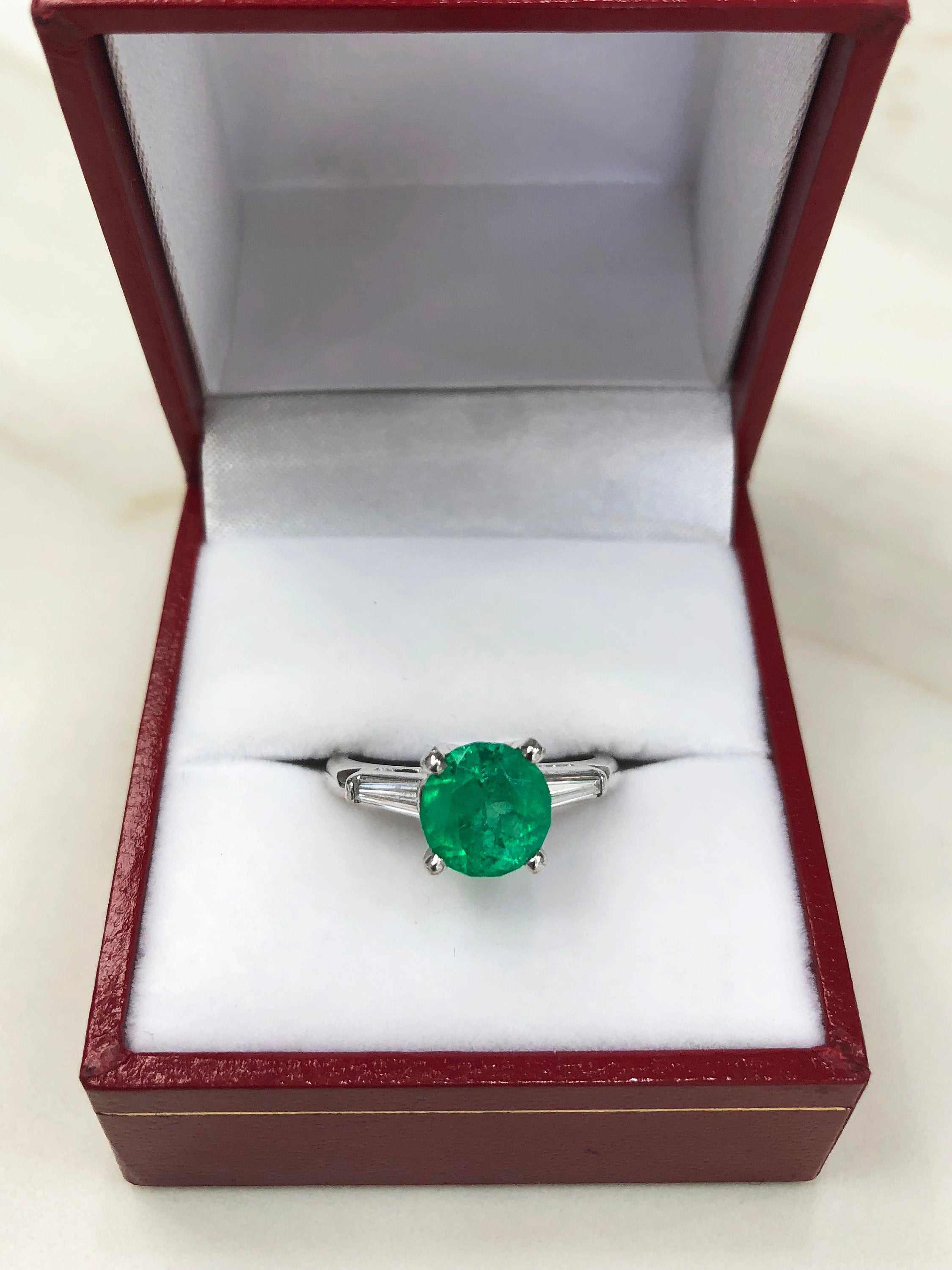 Emerald & Diamond Three Stone Engagement Earrings