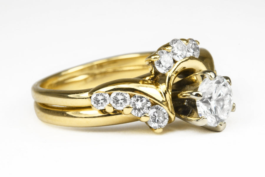 Diamond Solitaire & Tiara Wedding Set