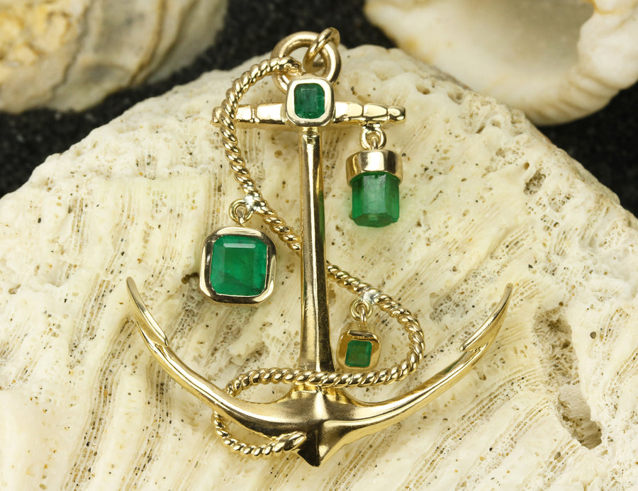 Emerald Anchor Necklace