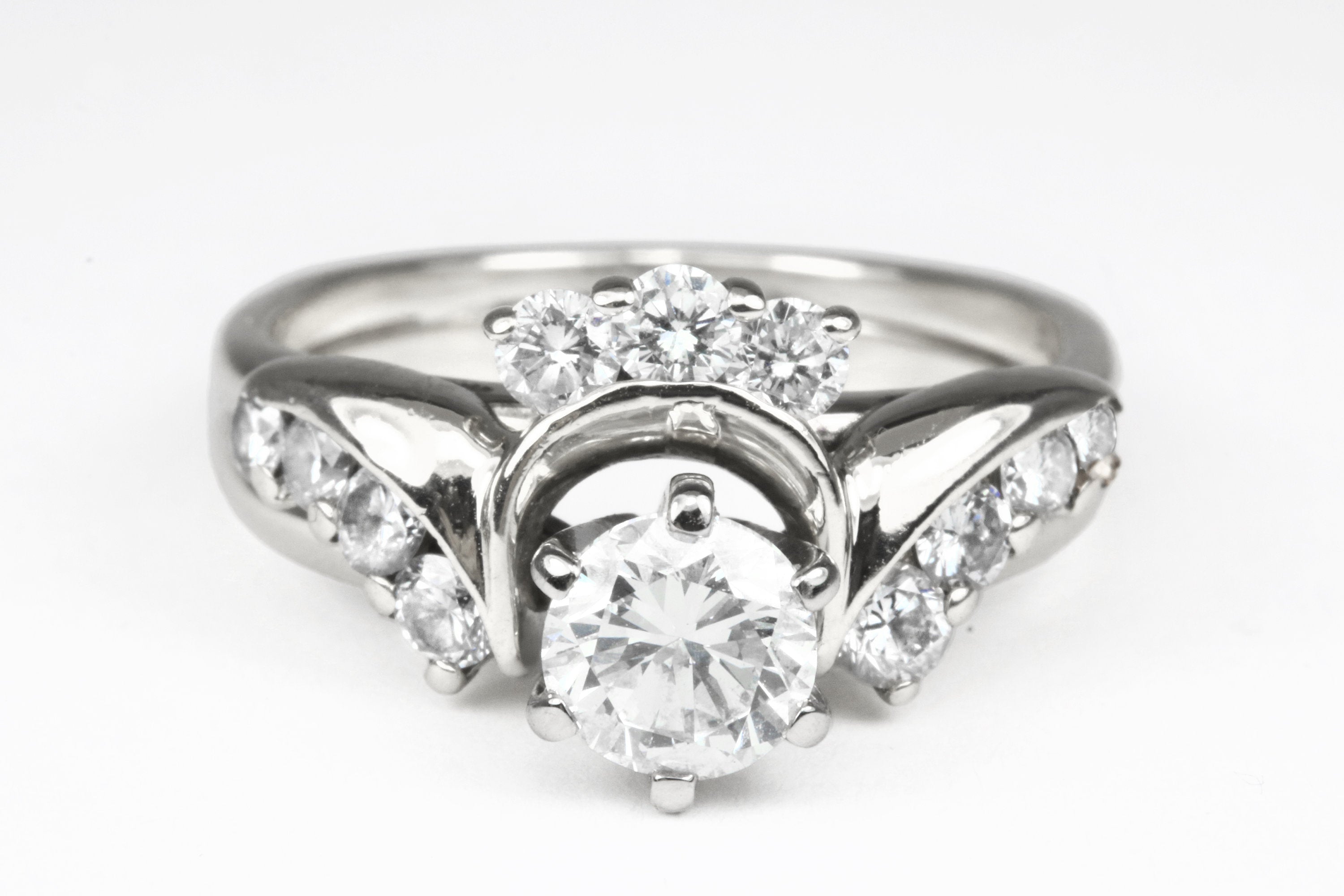 1.20tcw Diamond Solitaire & Tiara Wedding Set 14K