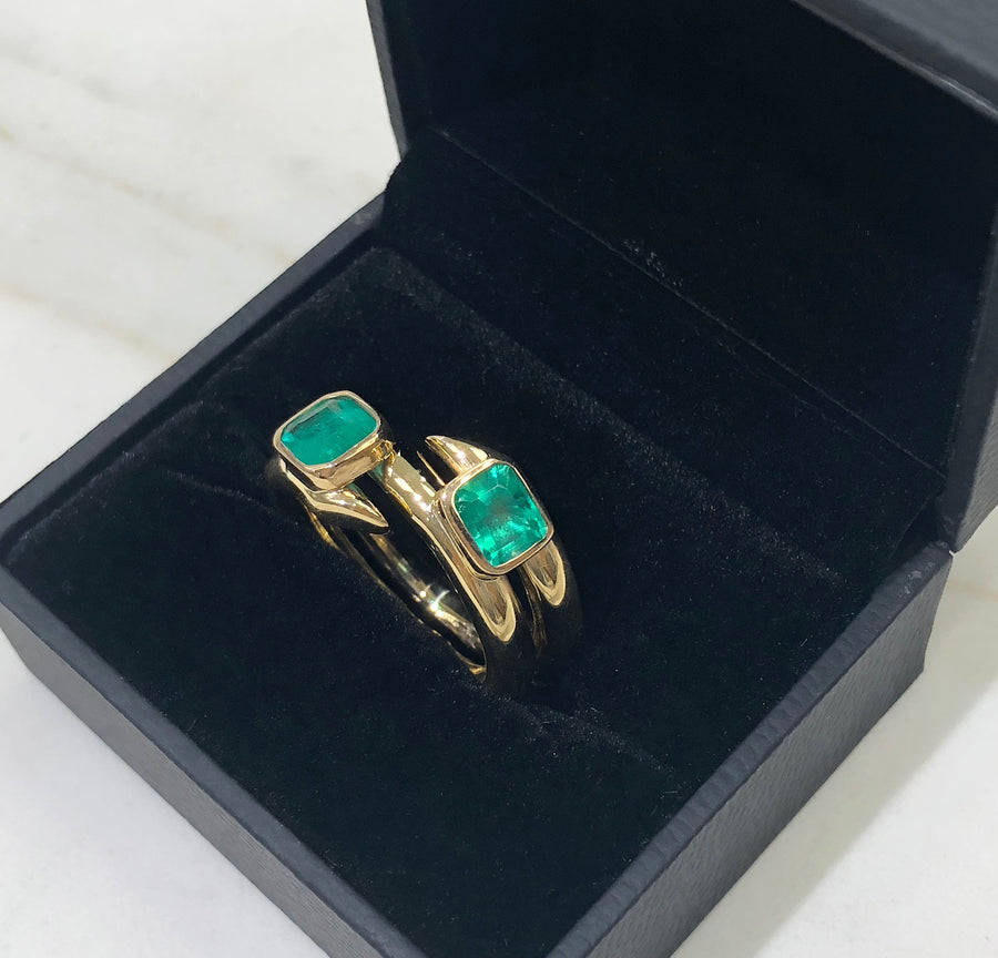 Natural Emerald Cuff Ring Gold