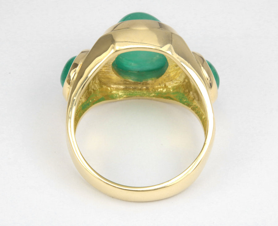 Colombian Emerald Cabochon Mens Ring