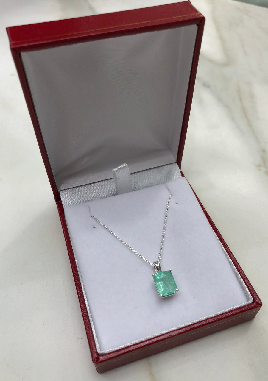 2.50 Carat Light Green Emerald Necklace Sterling Silver 925
