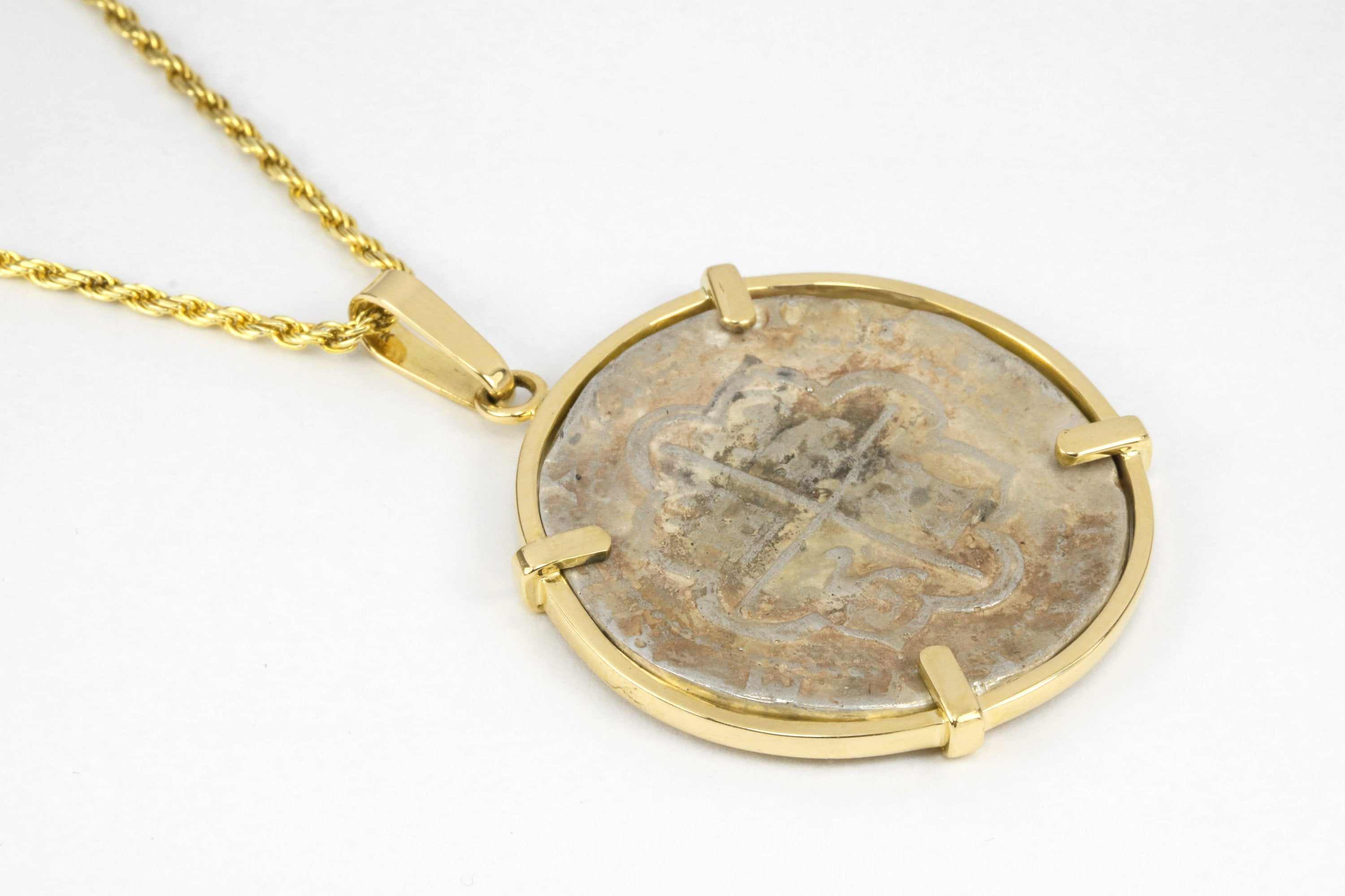 Silver Atocha Coin & 14K Gold Bezel 