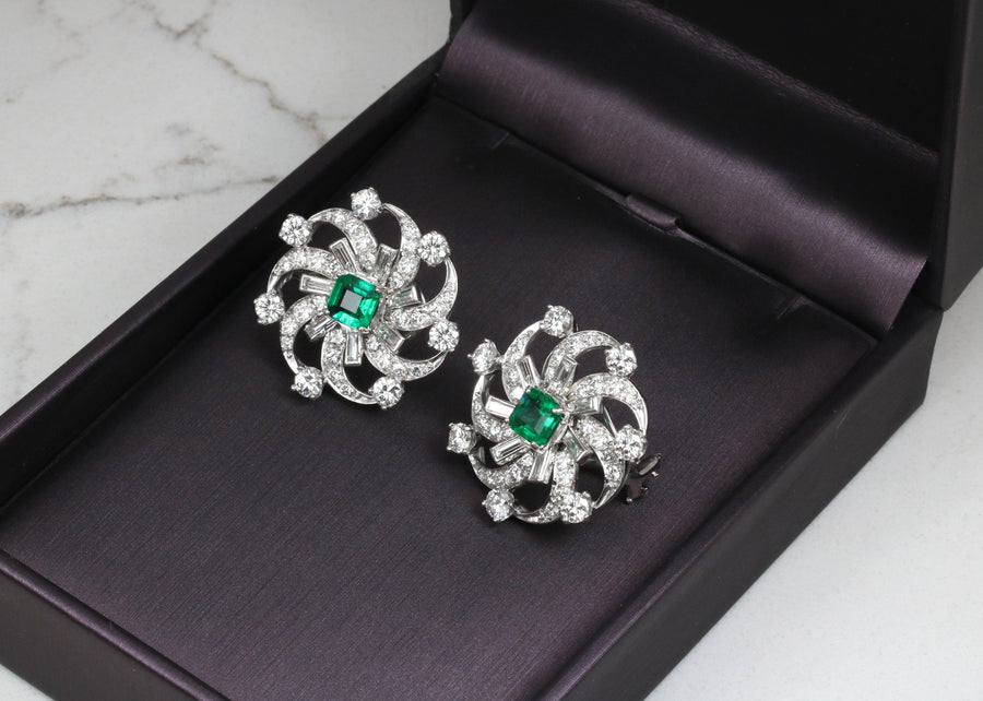 AAA+ Colombian Emerald-Emerald Cut & Diamond