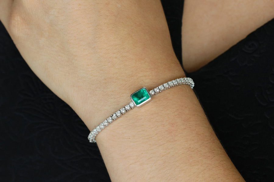5.0tcw Emerald & Diamond Tennis Bracelet