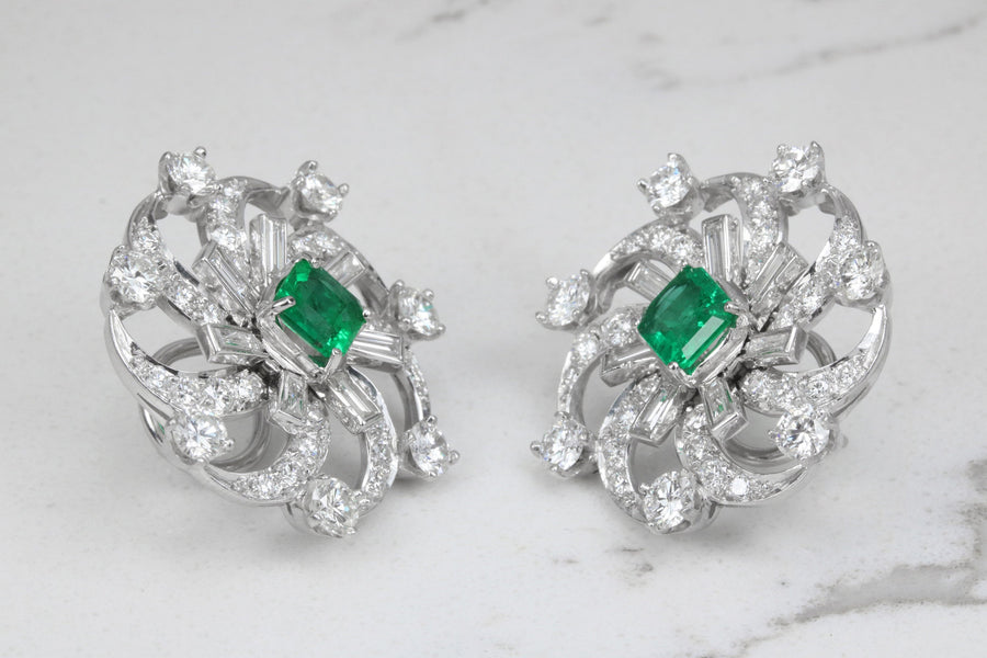AAA+ Colombian Emerald-Emerald Cut & Diamond