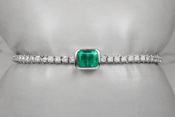 5.0tcw emerald and diamond bracelet 14K,Emerald Diamond Bracelet,