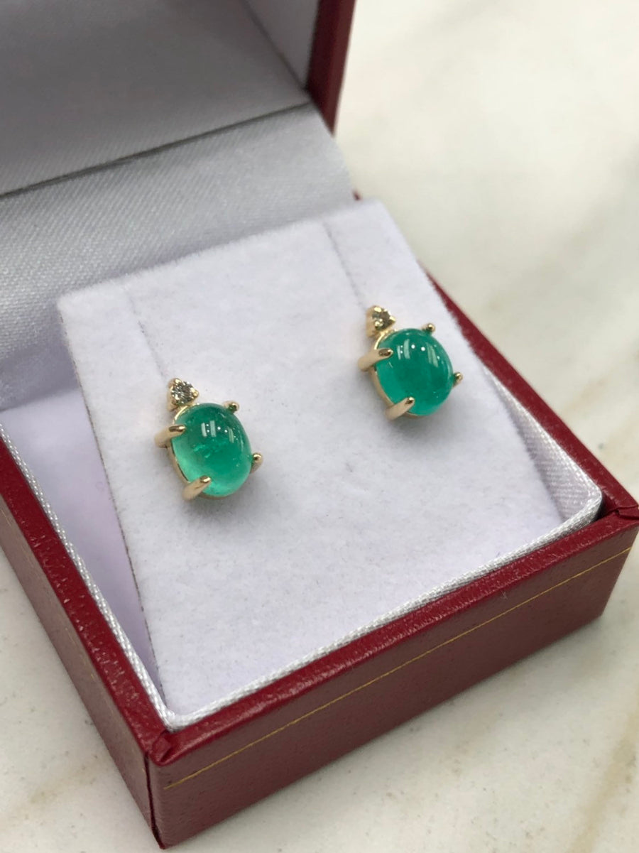 3.10tcw Cabochon Emerald & Diamond