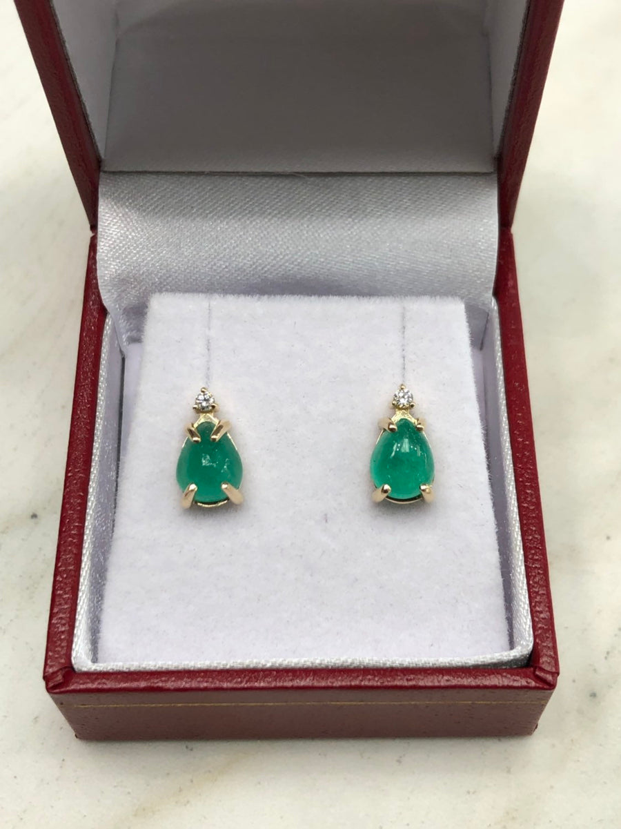 Emerald & With Diamond Accent Stud