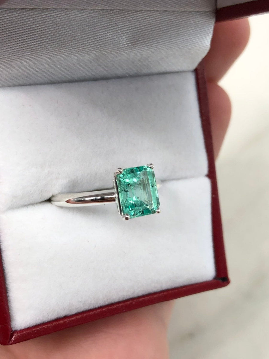 Natural Emerald Classic Solitaire Engagement Ring Sterling Silver 925
